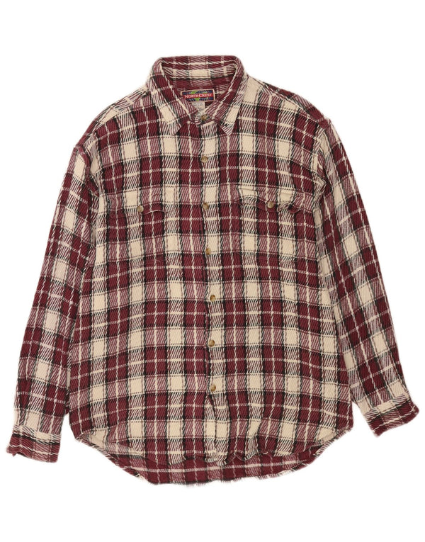 Camisa de franela para hombre North Crest de algodón a cuadros granate grande