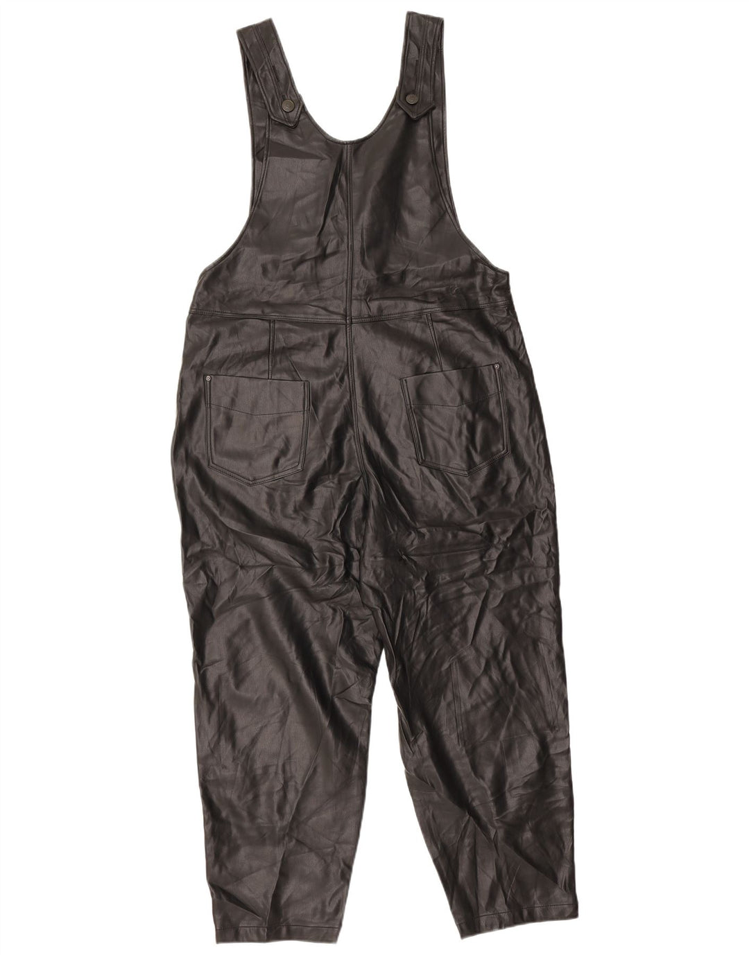 Zara Mujer Mono Sin Mangas De Piel Sintética UK 44 Mediano Negro Poliéster