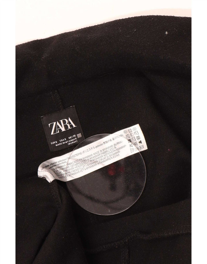 Zara Mujer Abrigo Abierto UK 10 Small Poliéster Negro