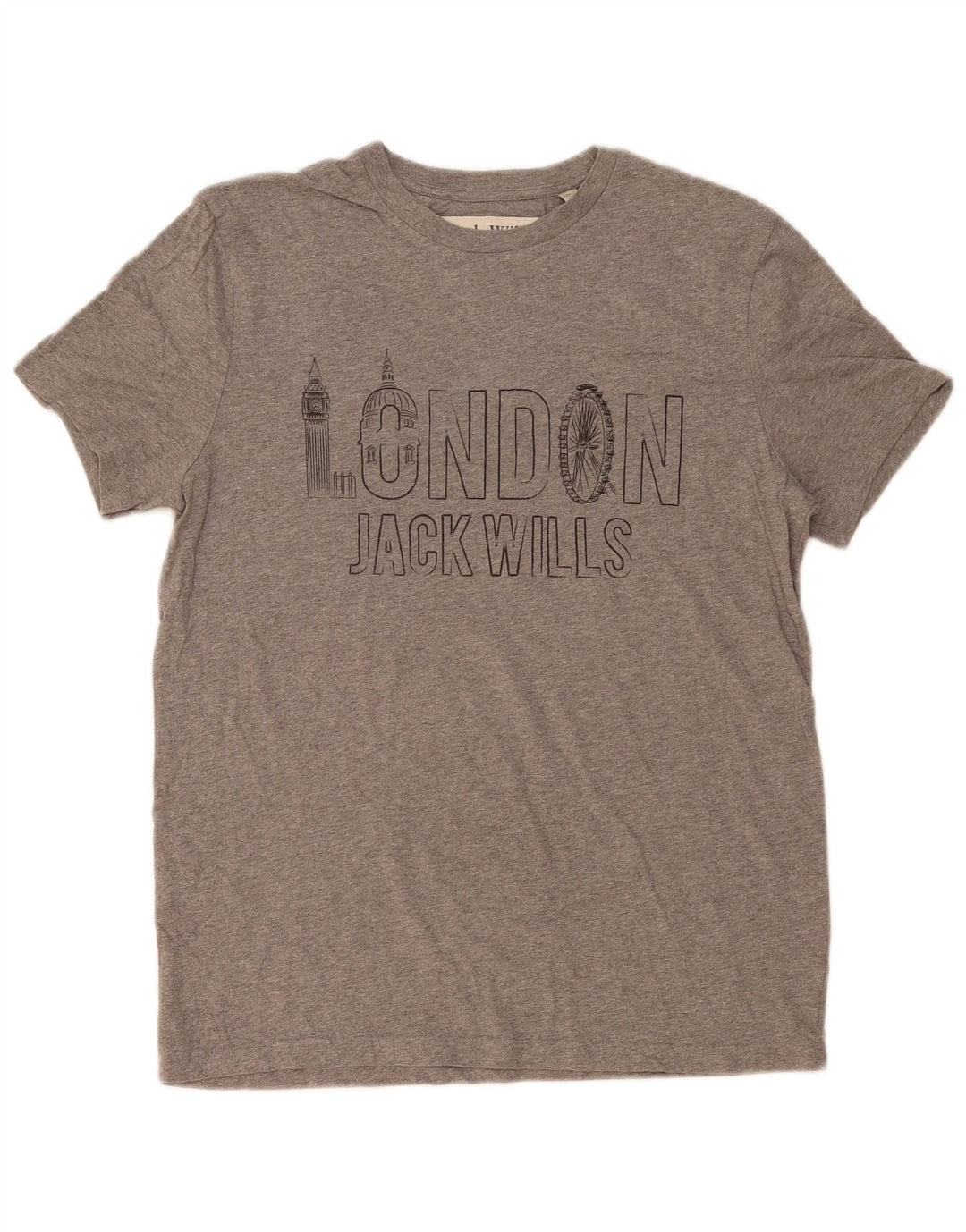 JACK WILLS Camiseta gráfica para hombre Top de algodón moteado gris medio