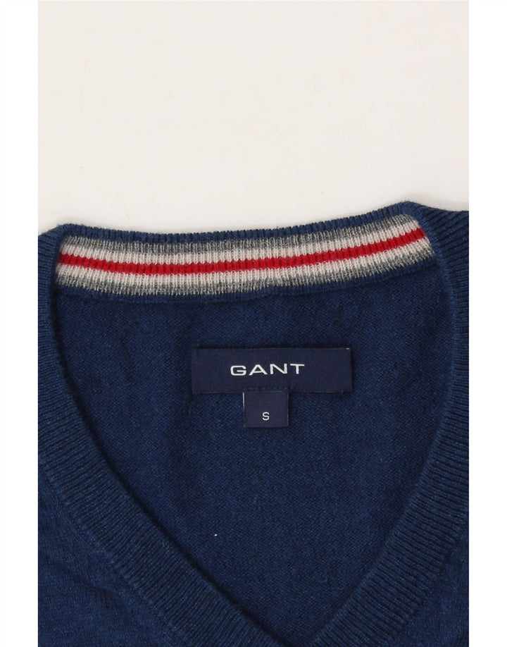 GANT Mens V-Neck Jumper Sweater Small Navy Blue Cotton Vintage Gant and Second-Hand Gant from Messina Hembry 
