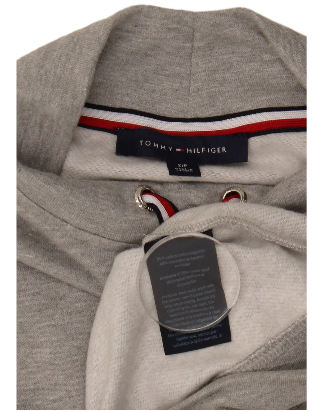 Tommy Hilfiger Mujer Crop Oversize Sudadera Jumper UK 10 Small Gris