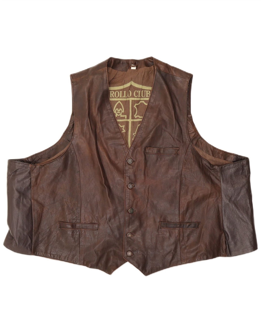 Chaleco de cuero vintage para hombre EU 62 6XL Marrón