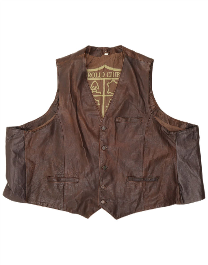 Chaleco de cuero vintage para hombre EU 62 6XL Marrón