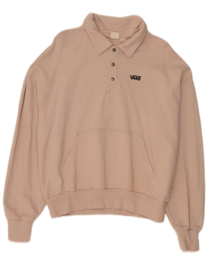 Vans Hombre Polo Neck Sudadera Jumper Algodón Rosa Medio