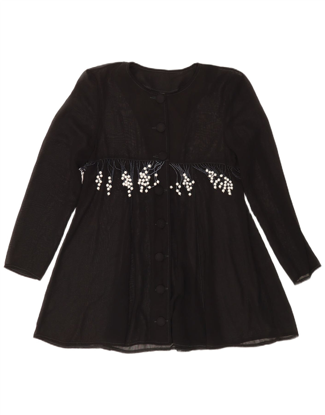 Vintage mujer camisa blusa Reino Unido 14 medio negro