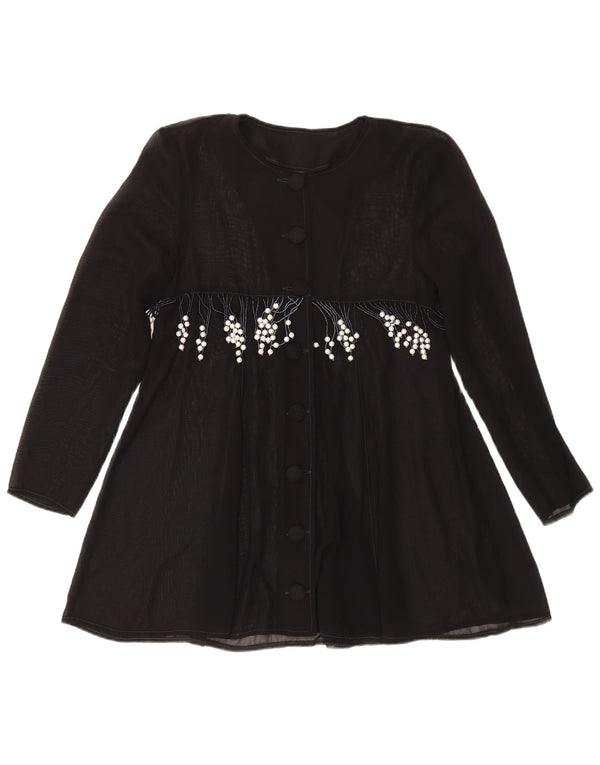 Vintage mujer camisa blusa Reino Unido 14 medio negro