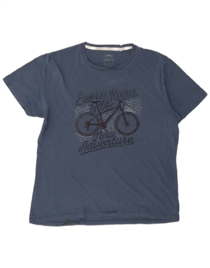 Camiseta gráfica para hombre Fat Face Top grande de algodón azul