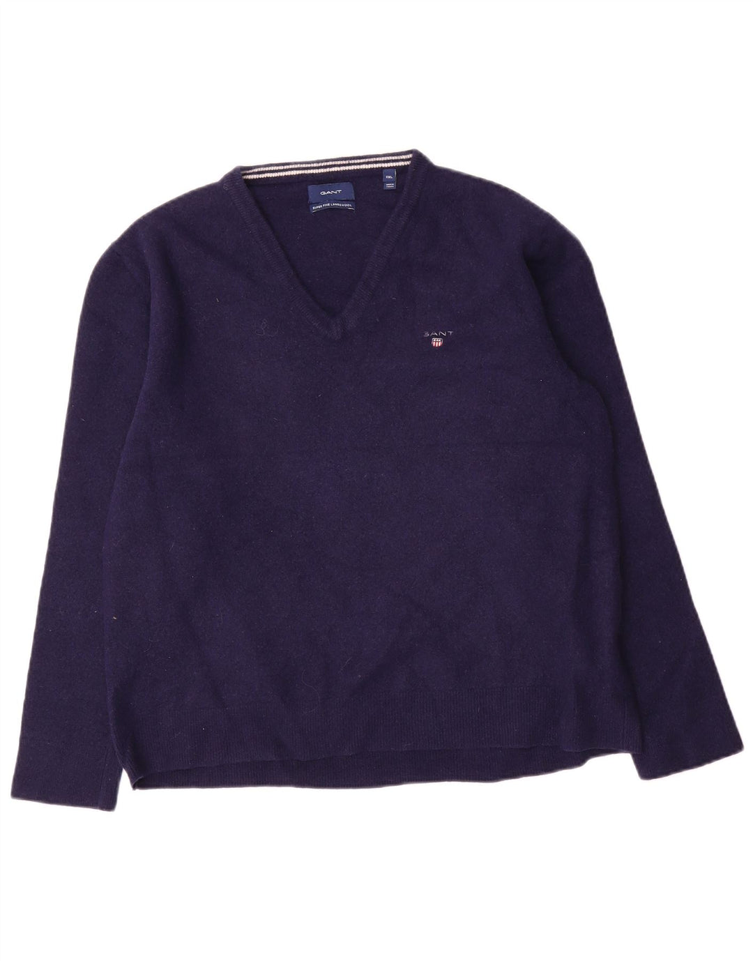 Gant Jersey con cuello en V para hombre, talla 2XL, lana azul marino