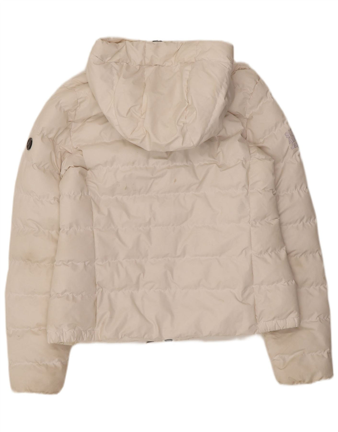 Superdry Chaqueta Acolchada Con Capucha Para Mujer UK 42 Poliéster Blanco Mediano