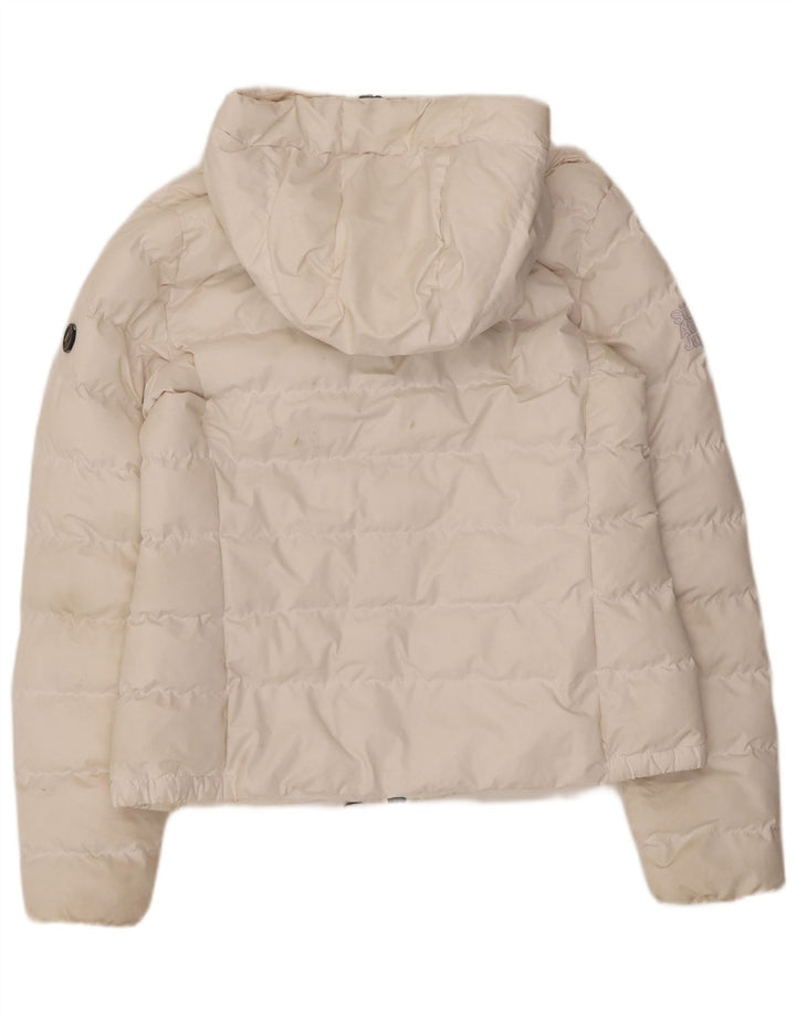 Superdry Chaqueta Acolchada Con Capucha Para Mujer UK 42 Poliéster Blanco Mediano