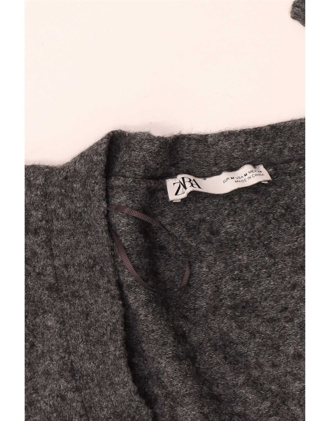 Zara Mujer Crop Cardigan Suéter UK 44 Gris Medio Moteado