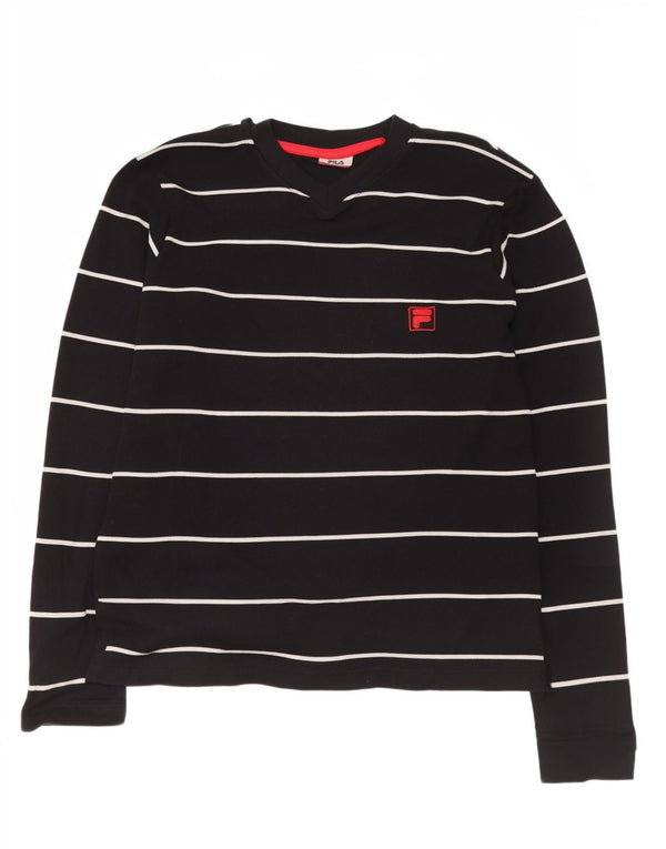 Fila Hombre Regular Top Manga Larga Algodón A Rayas Negro Mediano
