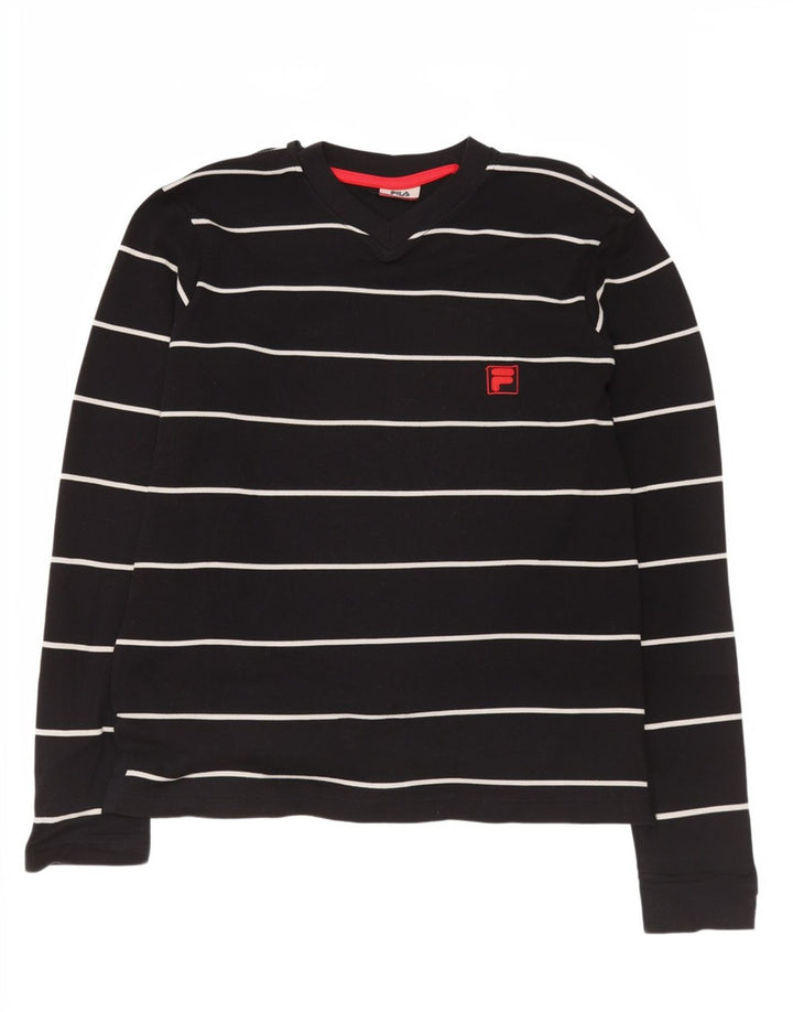 Fila Hombre Regular Top Manga Larga Algodón A Rayas Negro Mediano