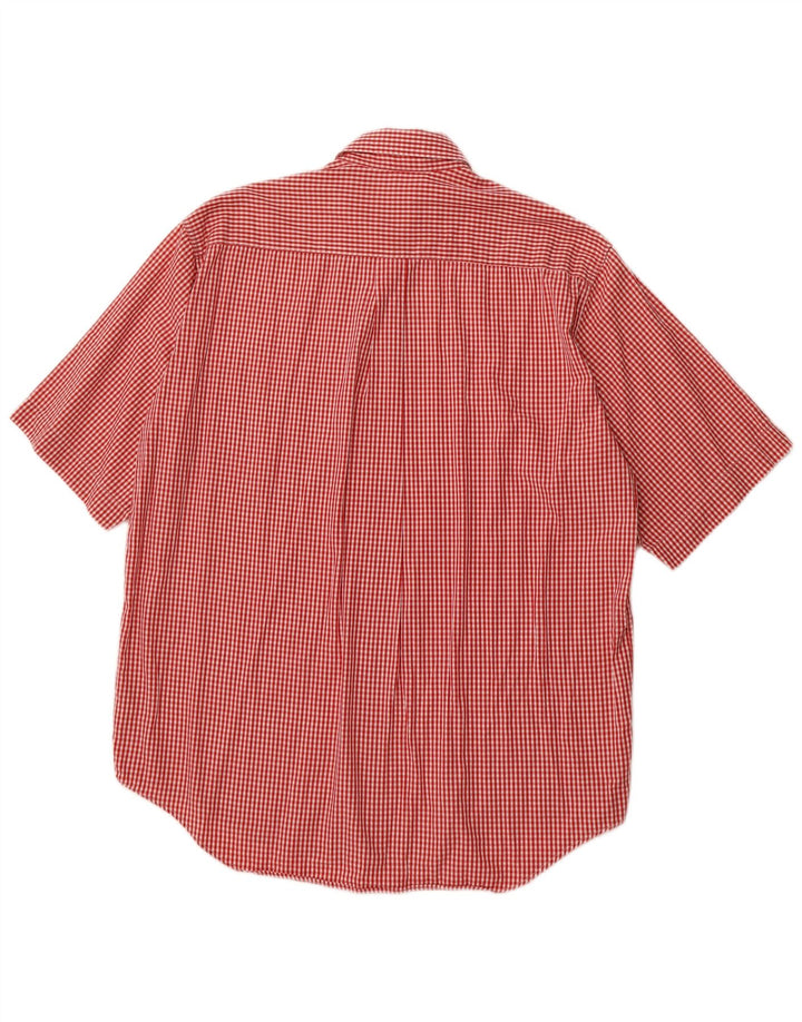 BENETTON Camisa Manga Corta Hombre Algodón Vichy Rojo Medio