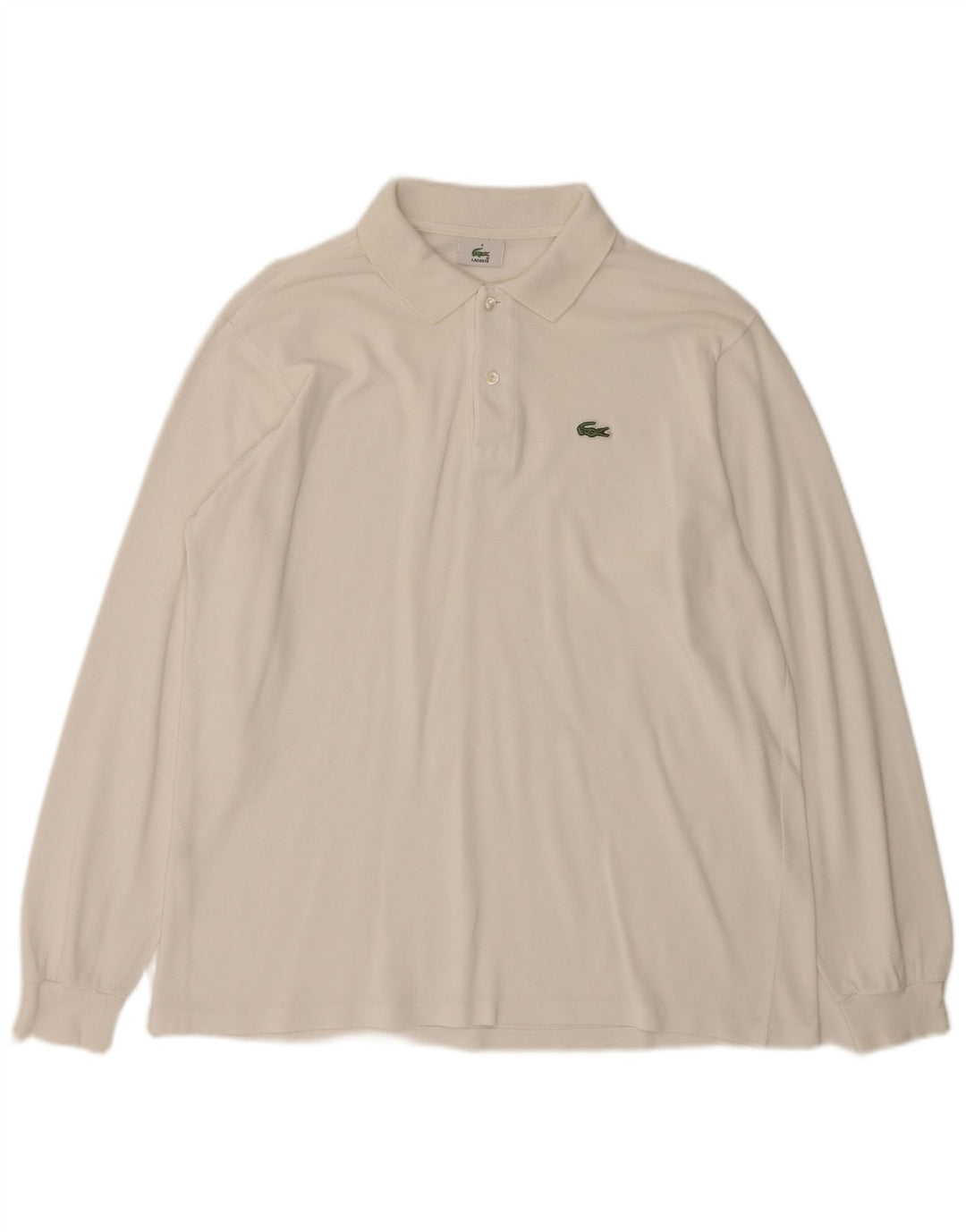 LACOSTE Polo de manga larga para hombre talla 4 mediano algodón blanco