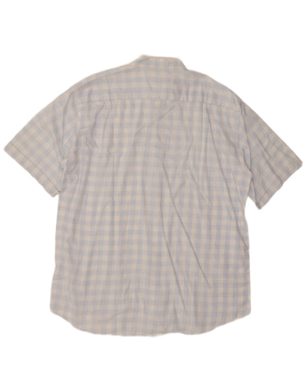 VINTAGE Camisa de manga corta para hombre Talla 18 45 2XL Algodón a cuadros azul