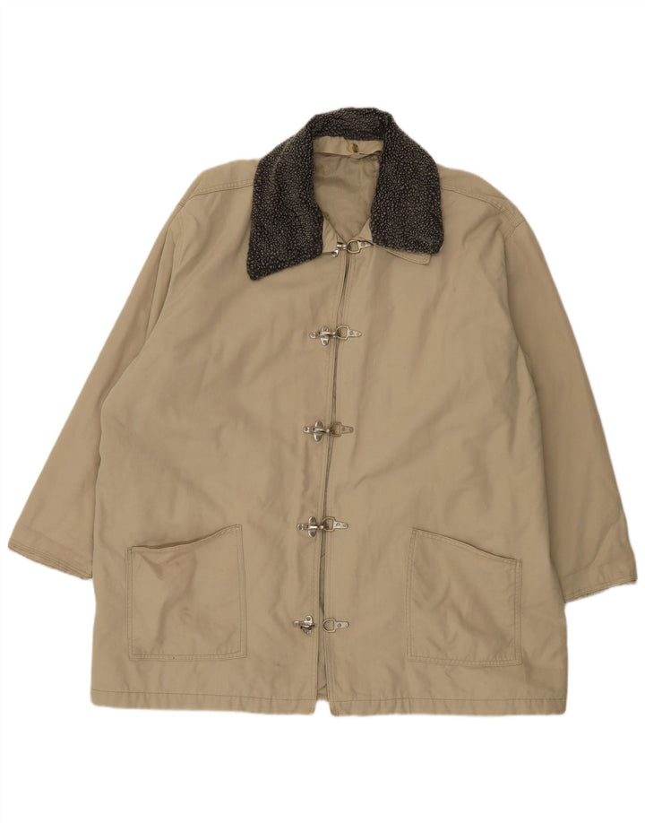 Vintage hombres Duffle chaqueta Reino Unido 46 3XL algodón beige