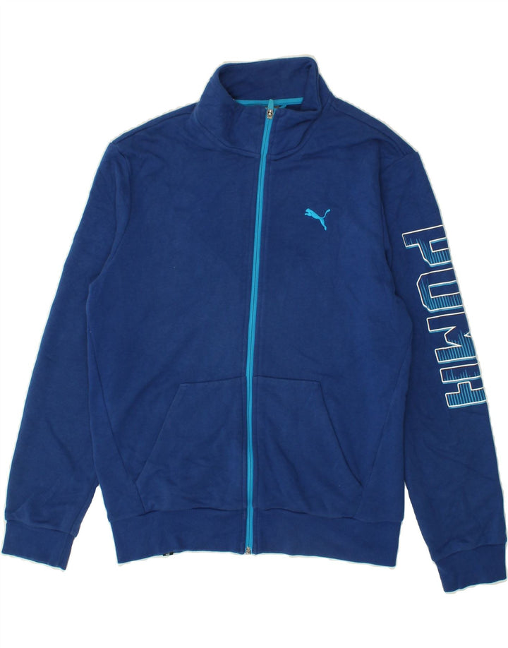 PUMA Mens Graphic Tracksuit Top Jacket Small Navy Blue Vintage Puma and Second-Hand Puma from Messina Hembry 