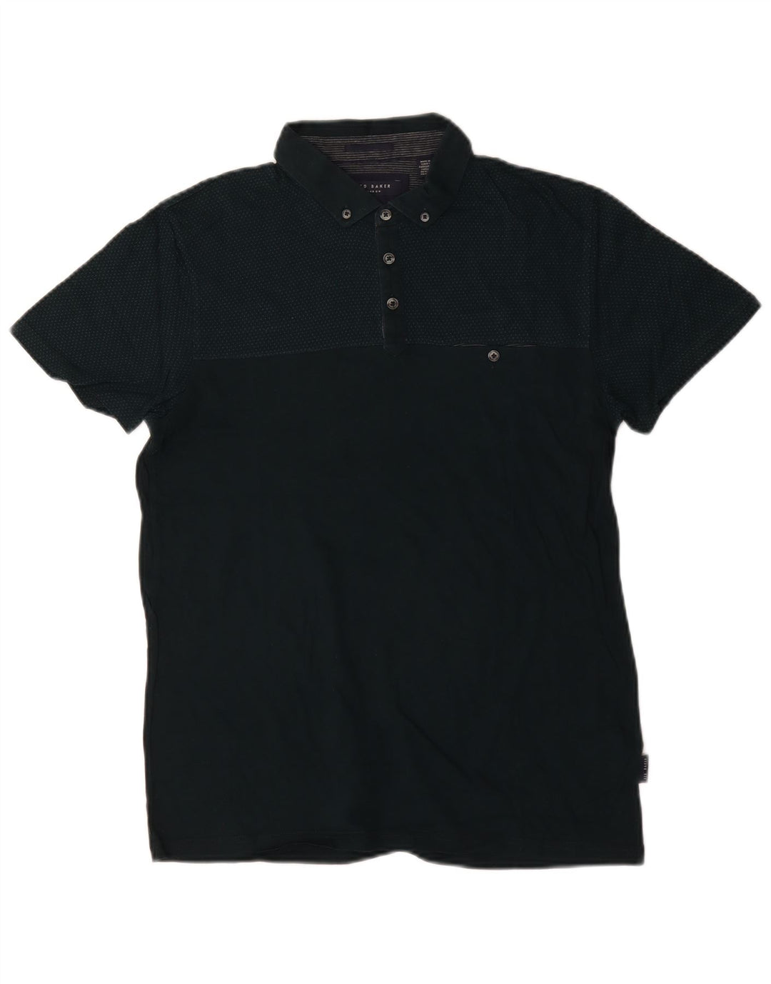 Ted Baker Polo para hombre Talla 3 Algodón moteado verde mediano