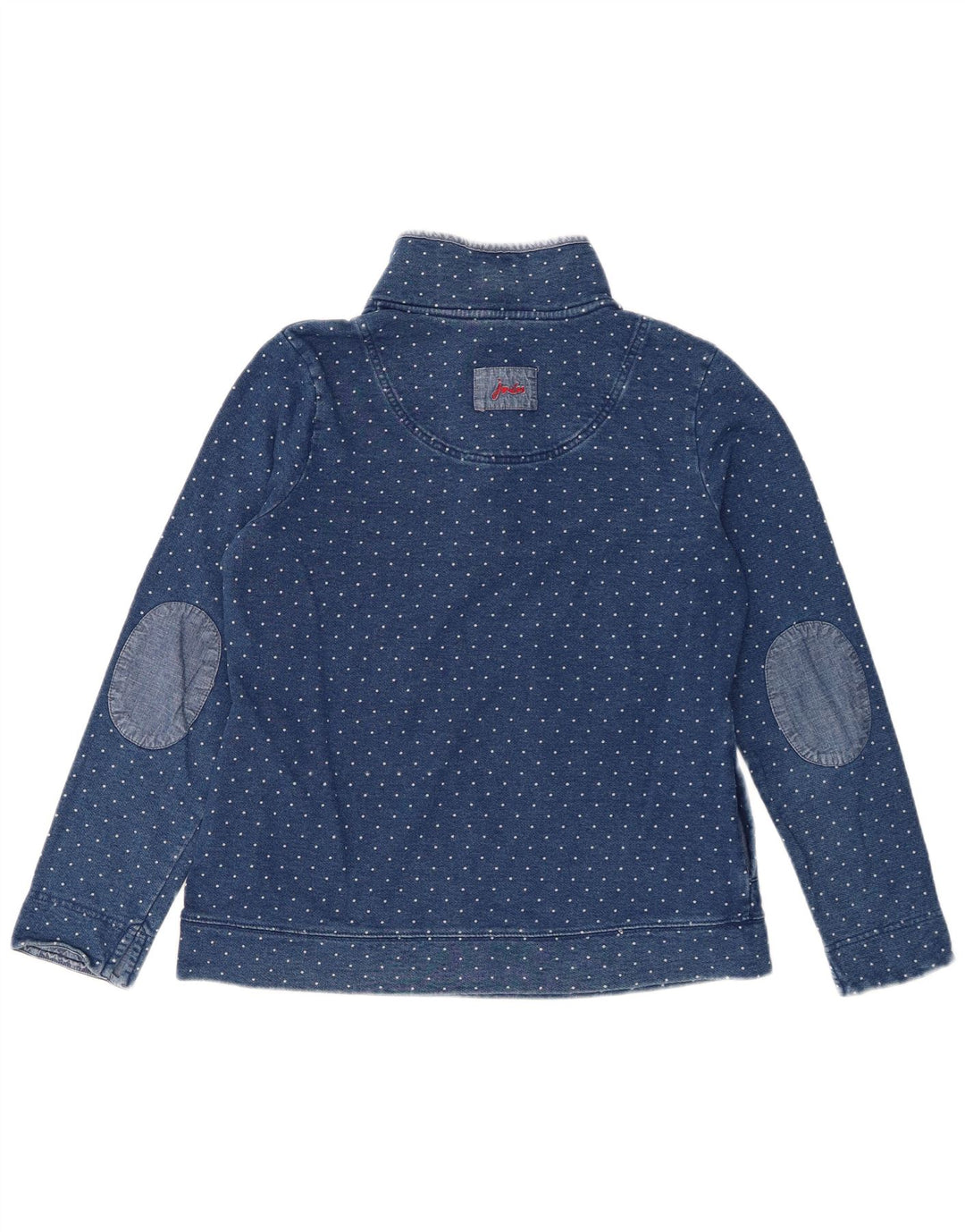 Joules - Sudadera con cuello y botones para mujer, talla 40, talla mediana, color azul lunares