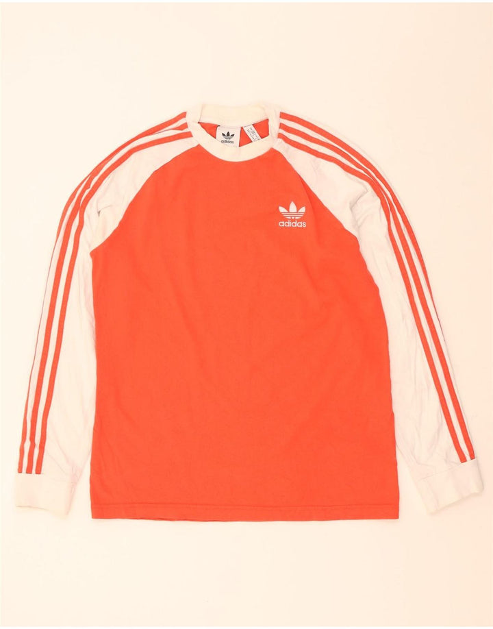 Adidas - Camiseta de manga larga para hombre, color naranja medio, algodón color block