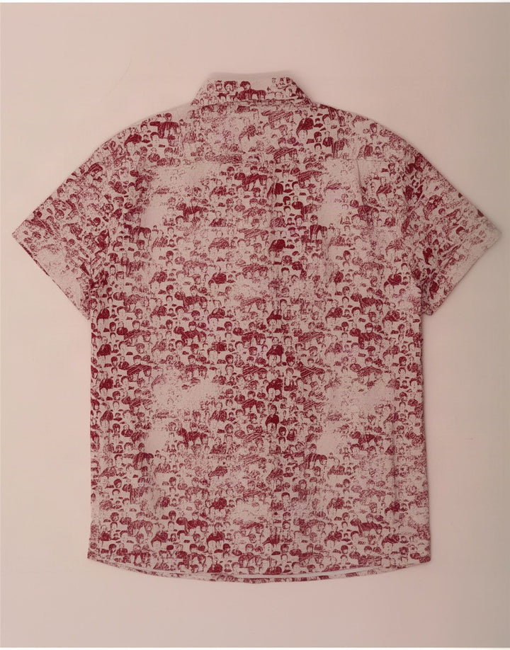 Ben Sherman Camisa de manga corta con estampado abstracto para hombre Rojo mediano