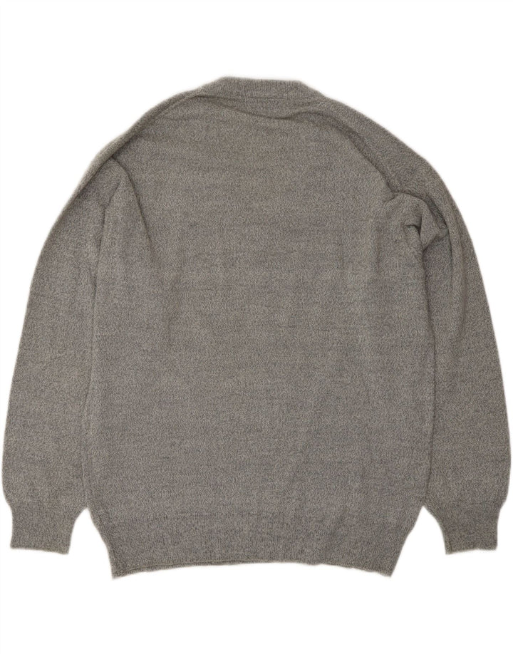 PIERRE CARDIN Mens V-Neck Jumper Sweater Large Grey Acrylic