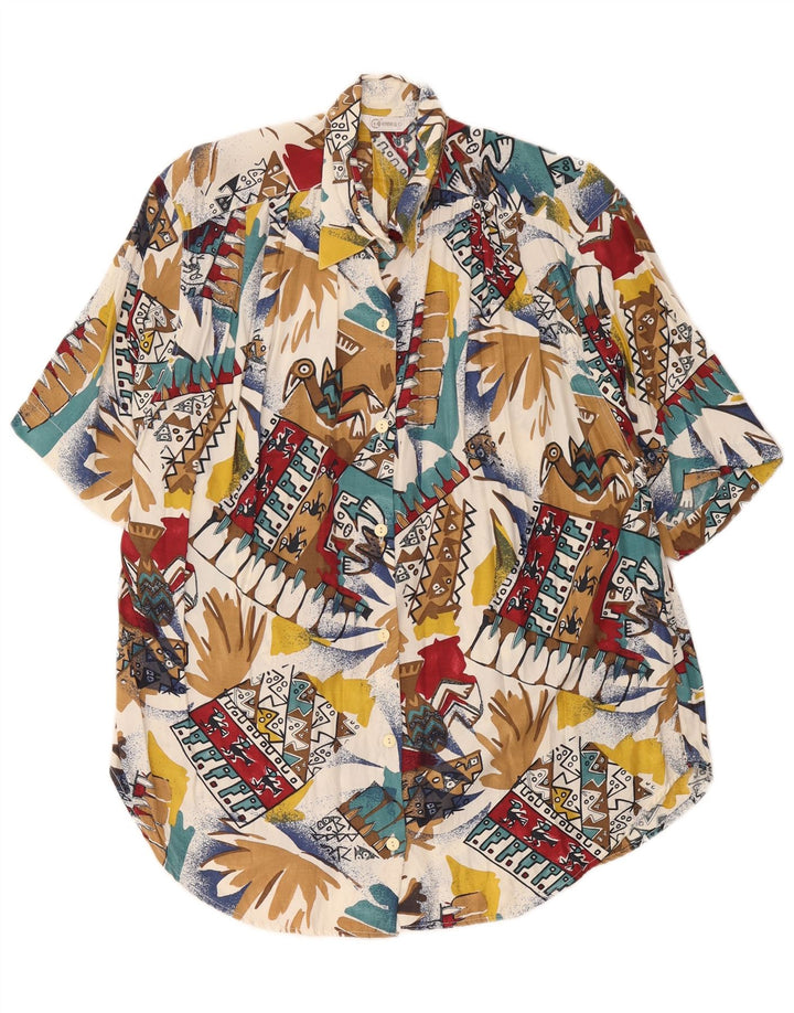 Vintage mujer camisa hawaiana de gran tamaño Reino Unido 16 grande multicolor retro