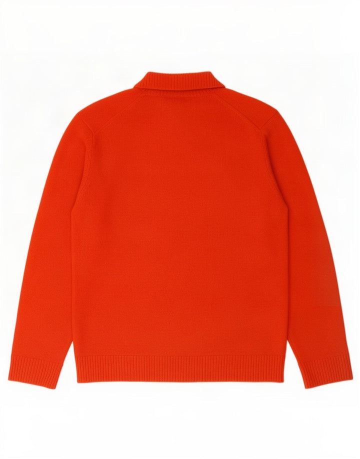 Massimo Dutti Jersey De Cuello Con Botones Para Hombre Large Lana Naranja