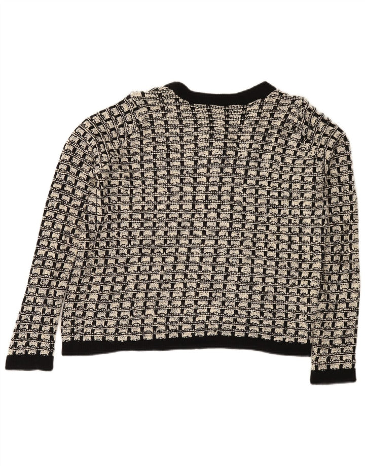 Marks & Spencer - Cárdigan para mujer, talla 40, talla mediana, algodón a cuadros, color negro
