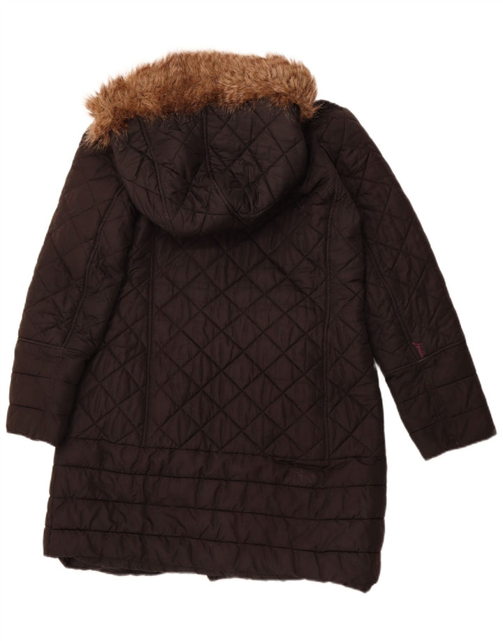 JOULES Womens Hooded Quilted Overcoat US 14 XL Black Polyester