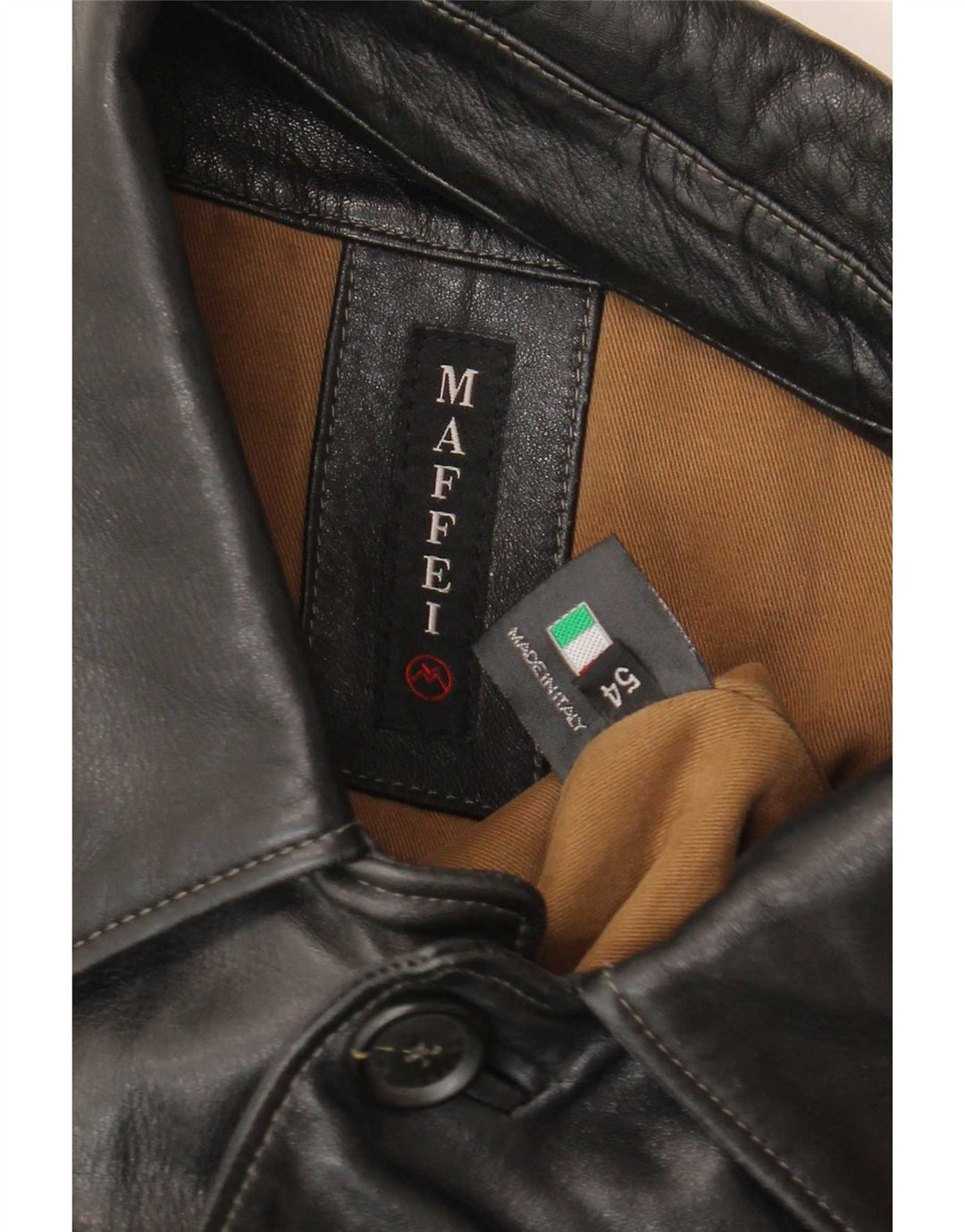 Maffei Chaqueta de cuero para hombre IT 54 2XL Negro