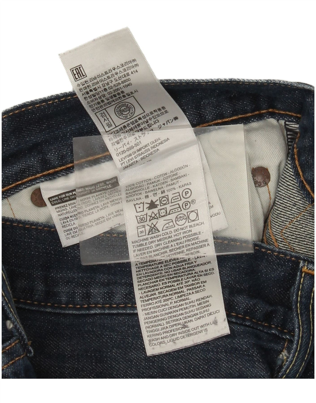 Levi's Hombre 501 Vaqueros Rectos W36 L30 Algodón Azul