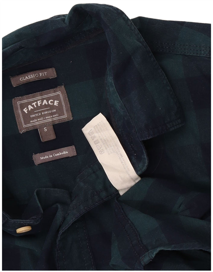 Camisa de franela de corte clásico de algodón a cuadros verdes pequeños de Fat Face Hombre