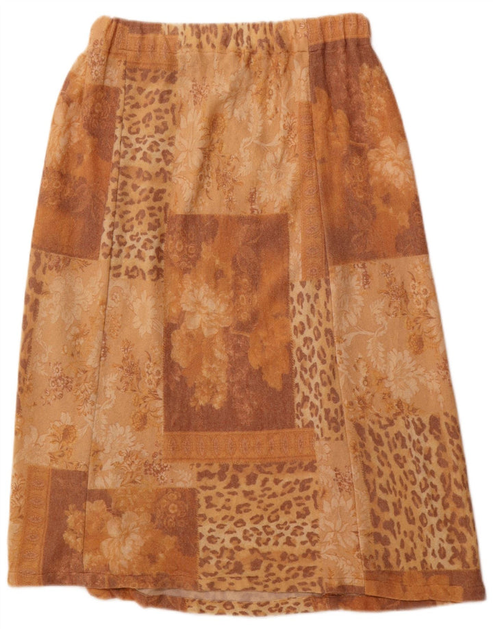 Vintage mujer A-Line falda W30 patchwork marrón medio