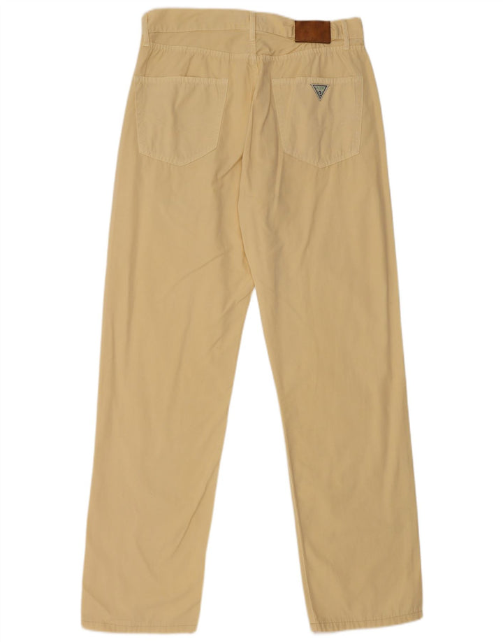 GUESS Pantalones casuales rectos para hombre W33 L32 Algodón amarillo