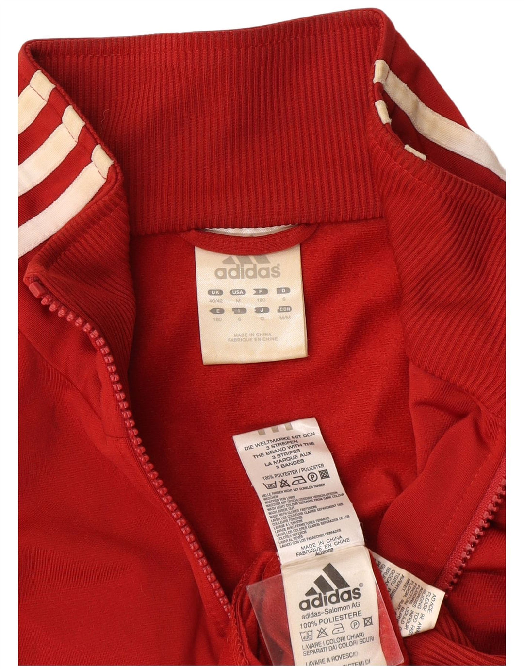 Adidas - Chaqueta de chándal para hombre, talla 40/42, poliéster rojo mediano