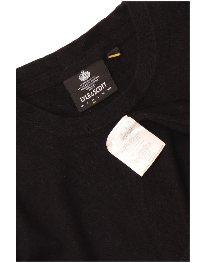 Lyle & Scott Jersey de cuello redondo para hombre de algodón negro mediano