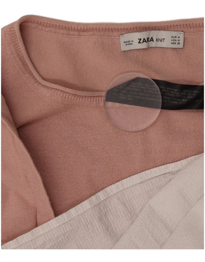 Zara Mujer Blusa Extragrande UK 44 Viscosa Color Block Rosa Medio