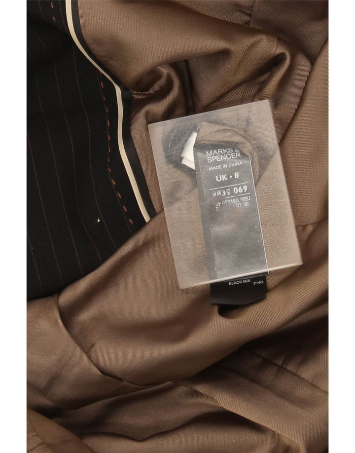 Marks & Spencer Chaqueta tipo blazer de 2 botones para mujer UK 8 Small Black Pinstripe