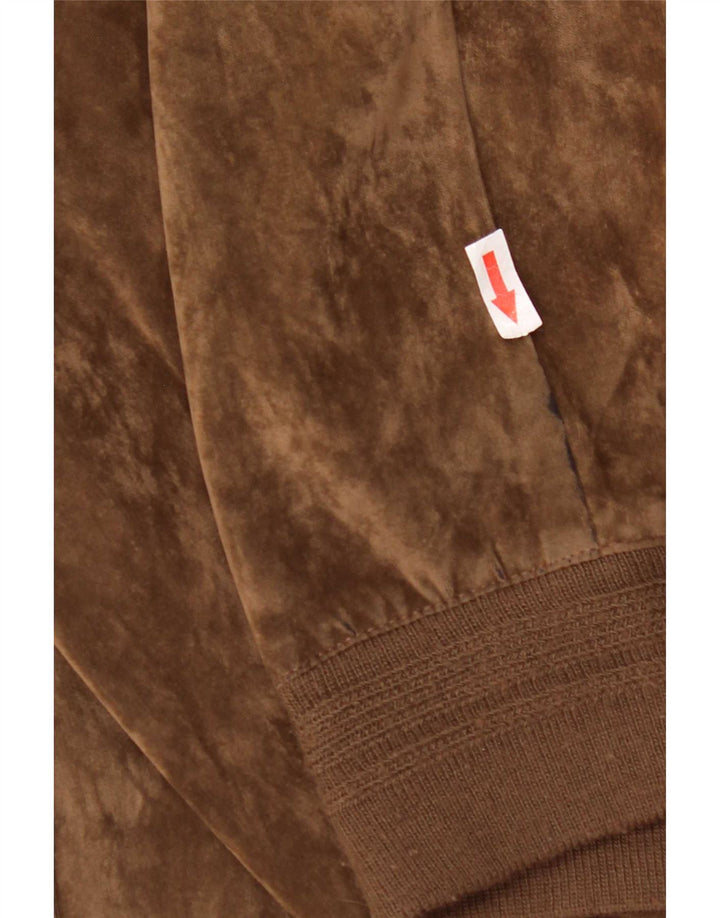 Vintage hombres Velour Bomber chaqueta IT 52 XL seda marrón