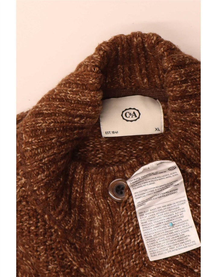 C&A Jersey para hombre con cuello con botones XL Acrílico moteado marrón