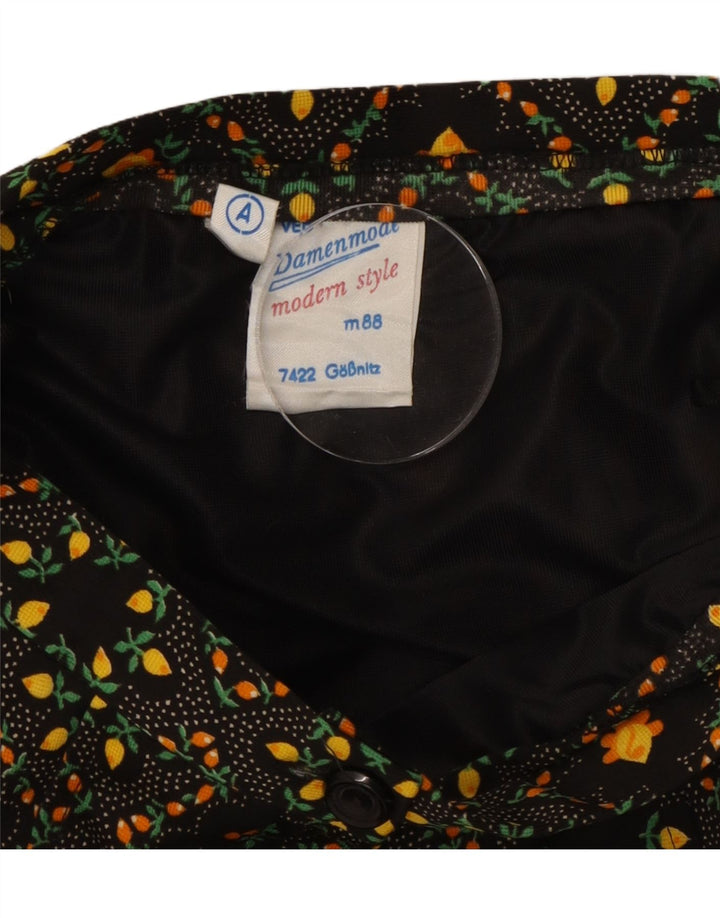 VINTAGE Falda acampanada para mujer W26 Pequeña Floral Negra