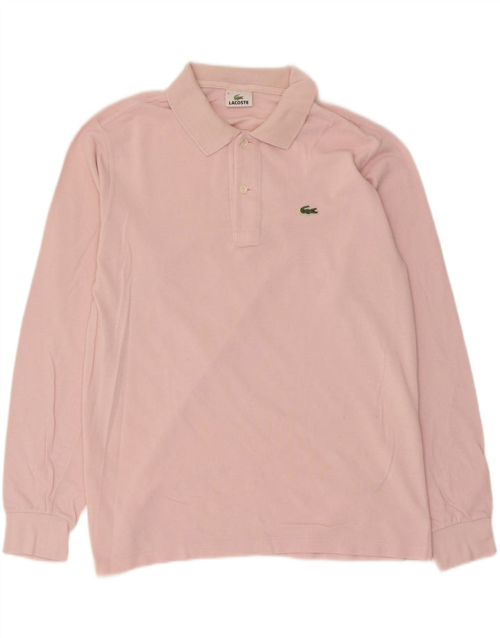 Lacoste Polo de manga larga para hombre talla 4 algodón rosa mediano