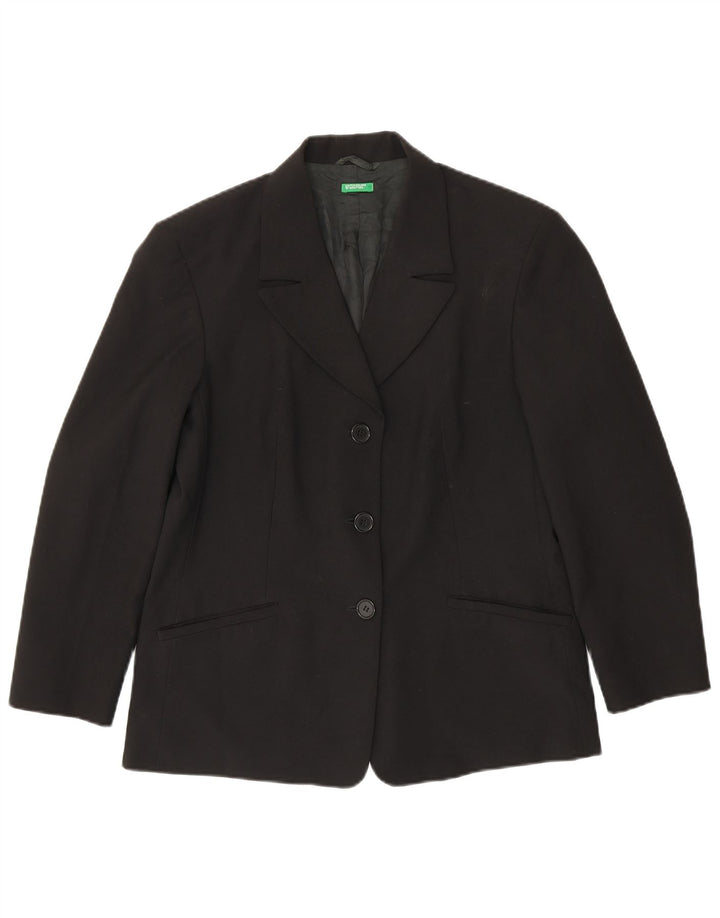 Chaqueta Blazer De 3 Botones Benetton Mujer IT 46 Large Poliéster Negro