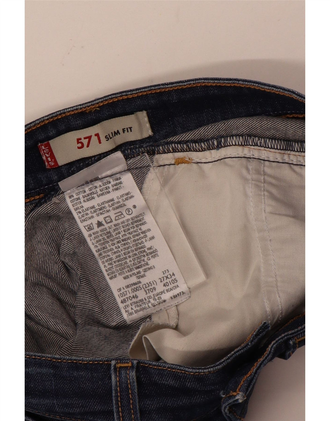 Levi's Mujer 571 Slim Jeans W27 L34 Algodón Azul
