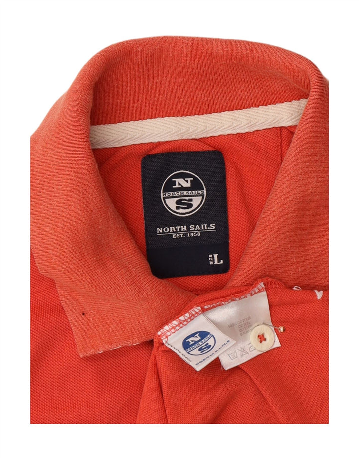 North Sails Polo gráfico para hombre de algodón naranja grande