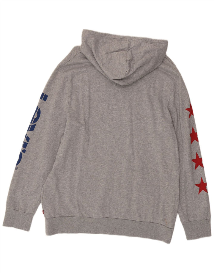 LEVI'S Sudadera con capucha gráfica para hombre XL Algodón gris