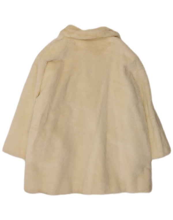 Vintage mujer abrigo de piel sintética Reino Unido 18 XL blanco apagado